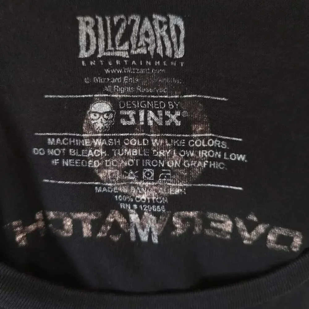 Overwatch T Shirt Mens Size Medium Black Mercy Blizzard Jinx Video Game